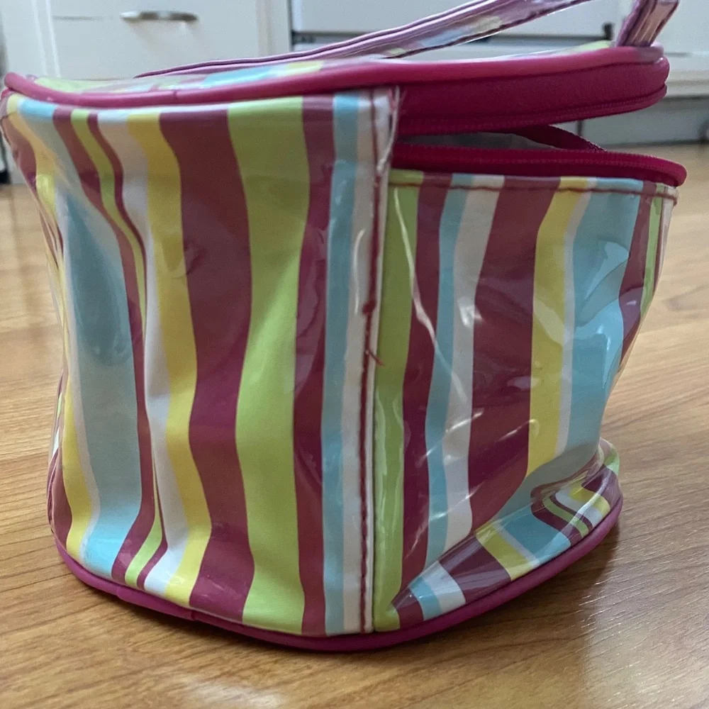 Striped Round Cosmetics Bag by Glamour